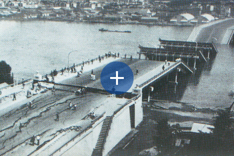 昭和大橋 被災後の復旧工事